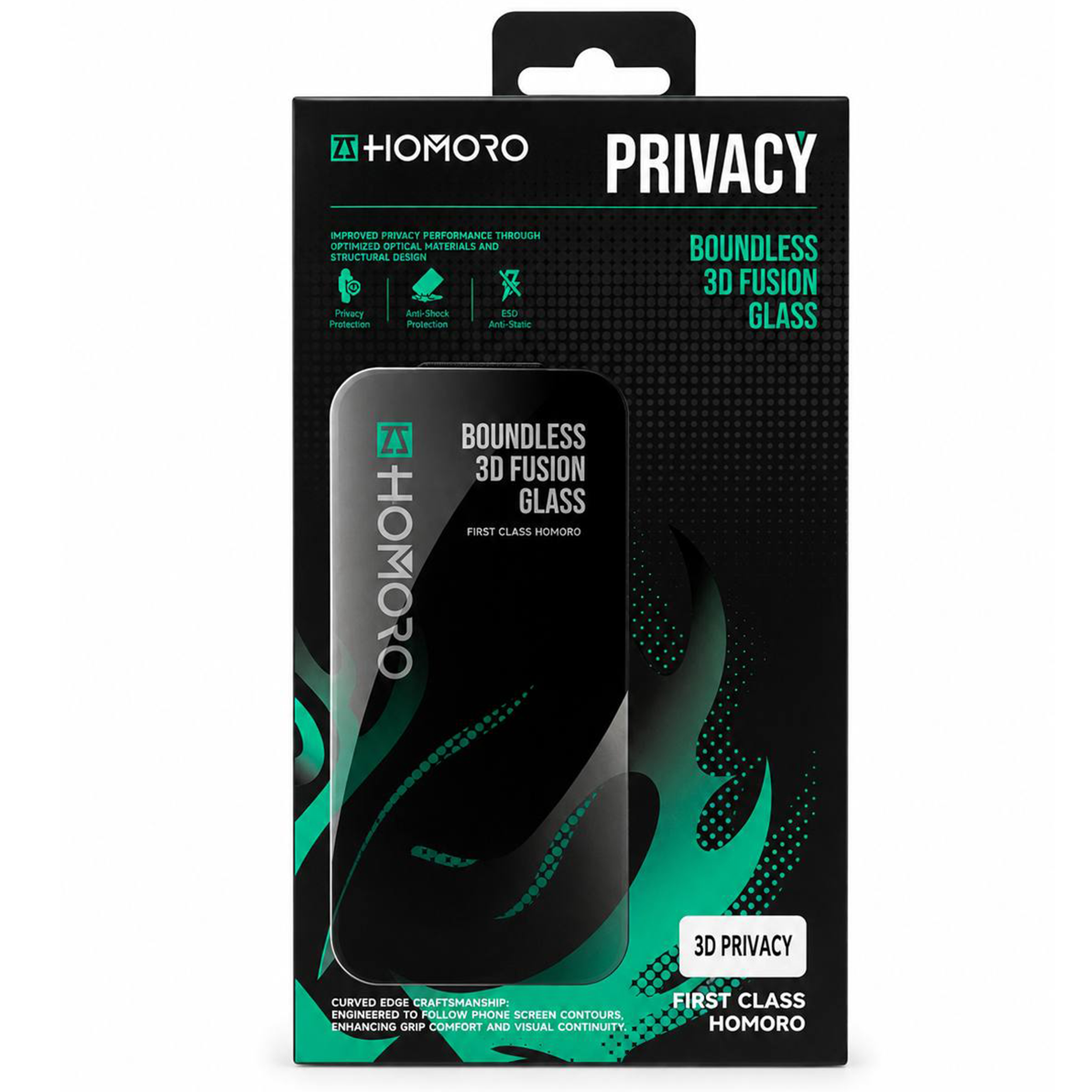 محافظ صفحه نمایش شیشه ای بدون حاشیه Homoro Privacy مناسب برای آیفون 17 پرو
